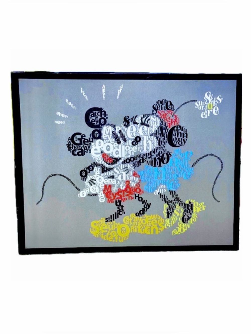 Artissimo Disney Mickey Mouse Minnie Typography Word Art Framed Canvas Wall Deco